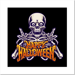 halloween character skeleton with text Posters and Art